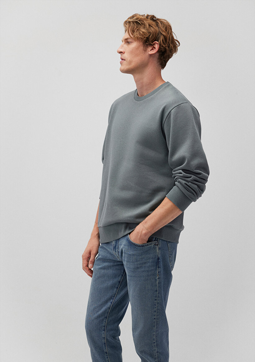 Bisiklet Yaka Yeşil Basic Sweatshirt_1