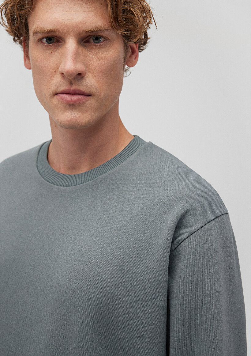 Bisiklet Yaka Yeşil Basic Sweatshirt_4