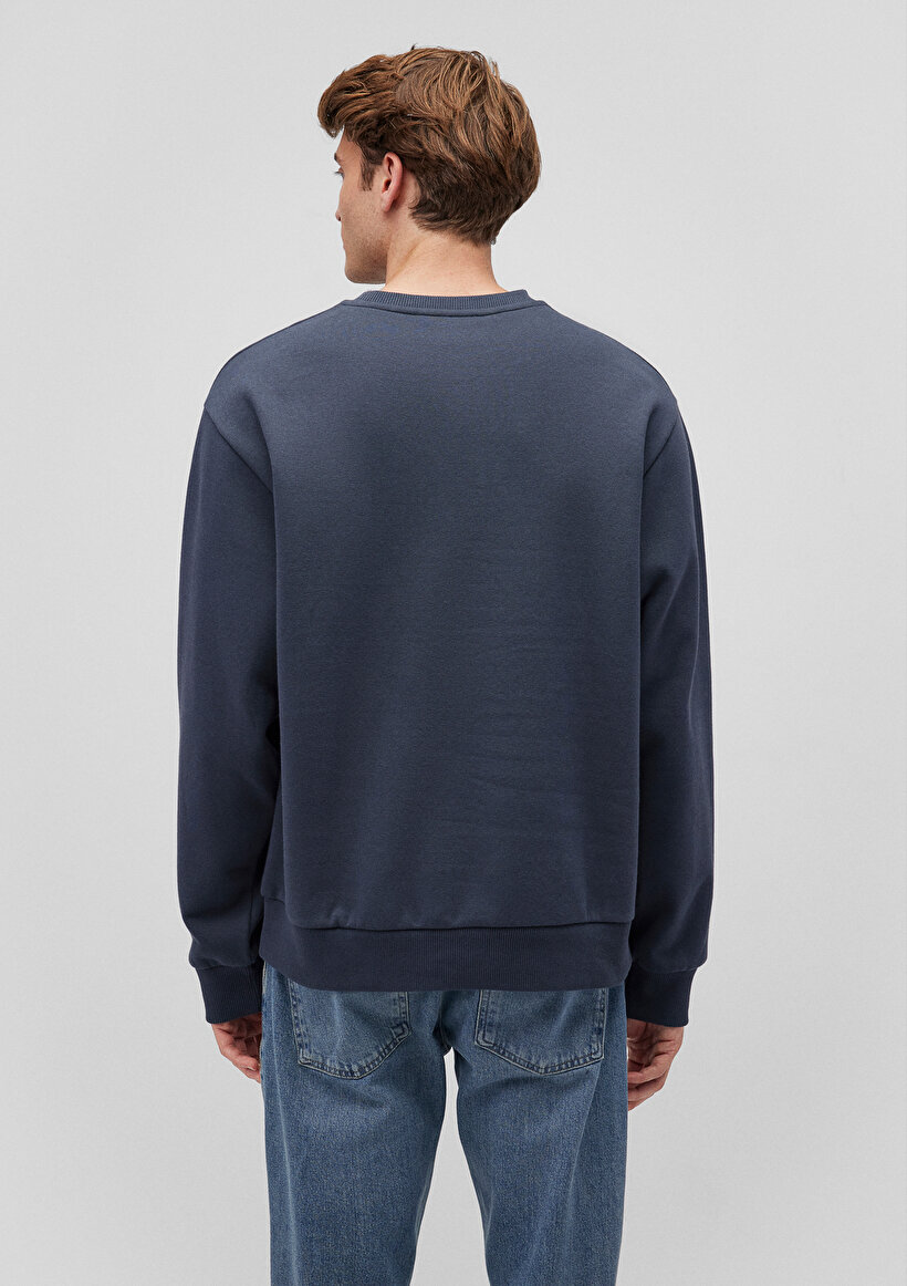 Bisiklet Yaka Lacivert Basic Sweatshirt_3