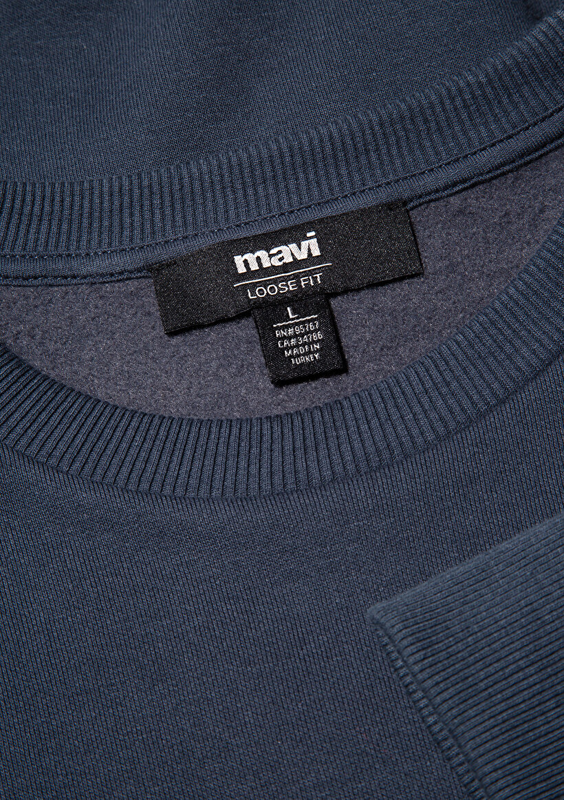 Bisiklet Yaka Lacivert Basic Sweatshirt_5