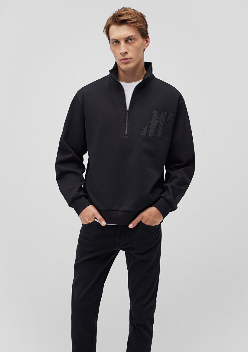 Mavi Pro Yarı Fermuarlı Siyah Sweatshirt_1