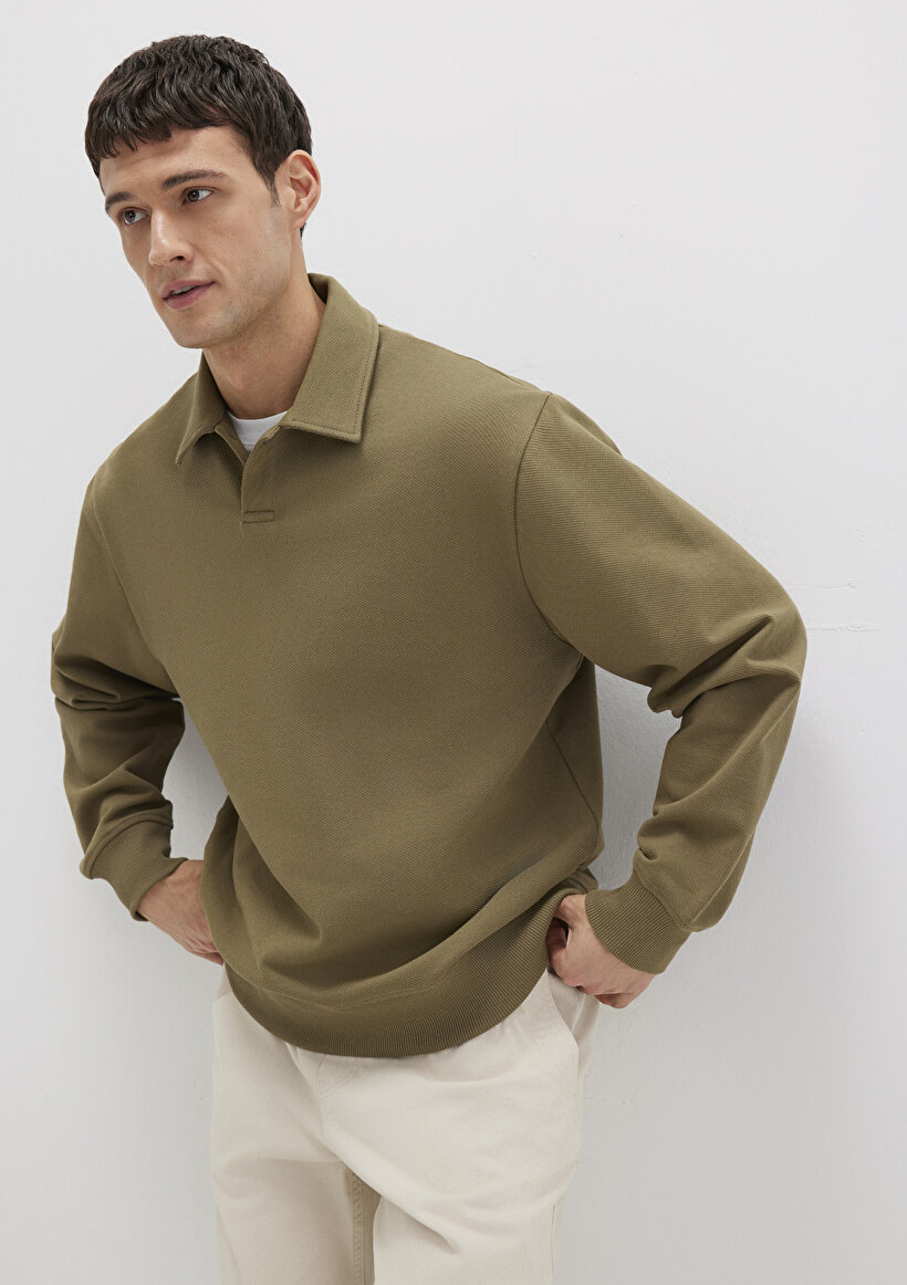 Polo Yaka Haki Sweatshirt - 0