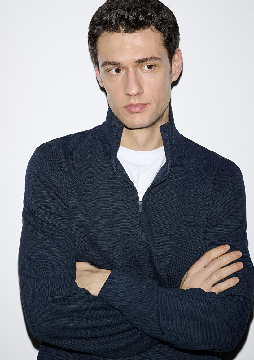 Esnek Lacivert Travel Sweatshirt - 0