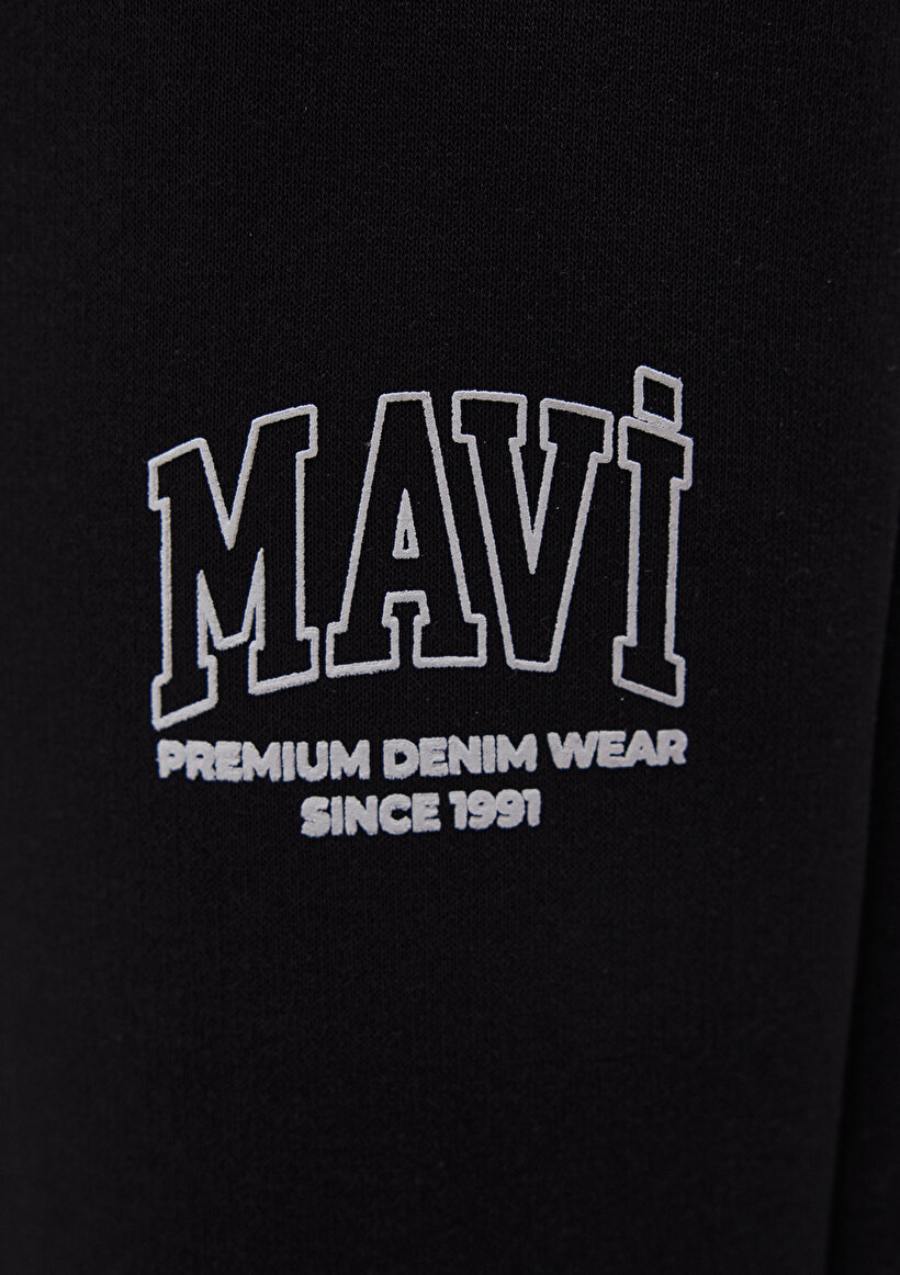 Mavi Logo Baskılı Siyah Eşofman Altı_5