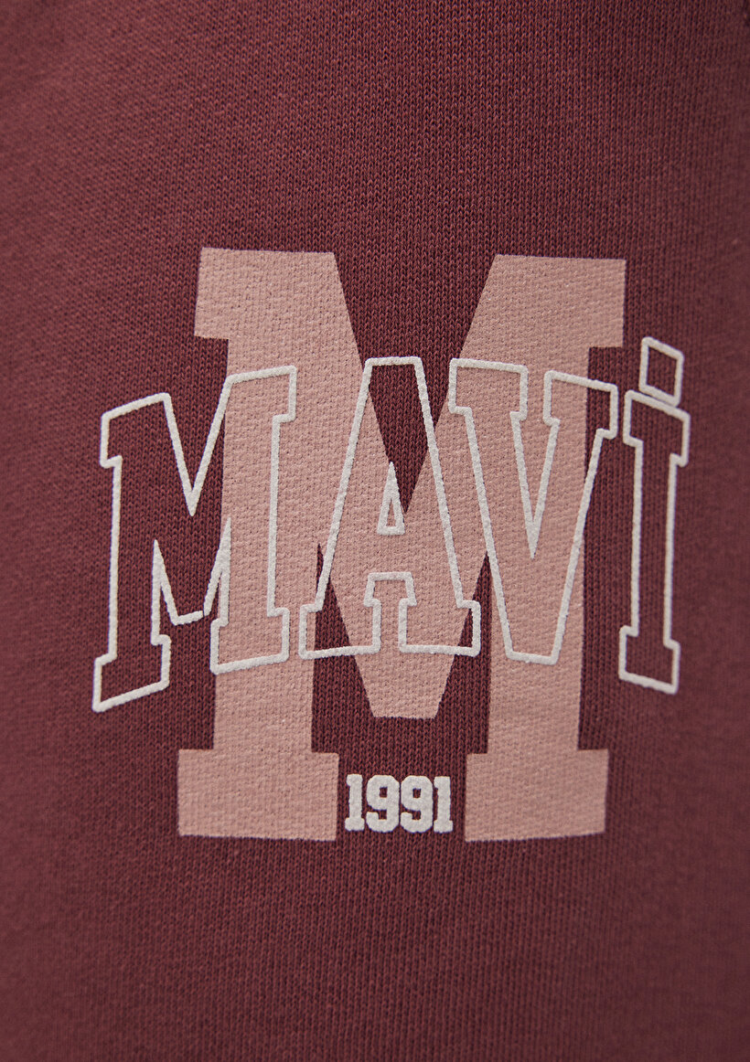 Mavi Logo Baskılı Bordo Eşofman Altı_5