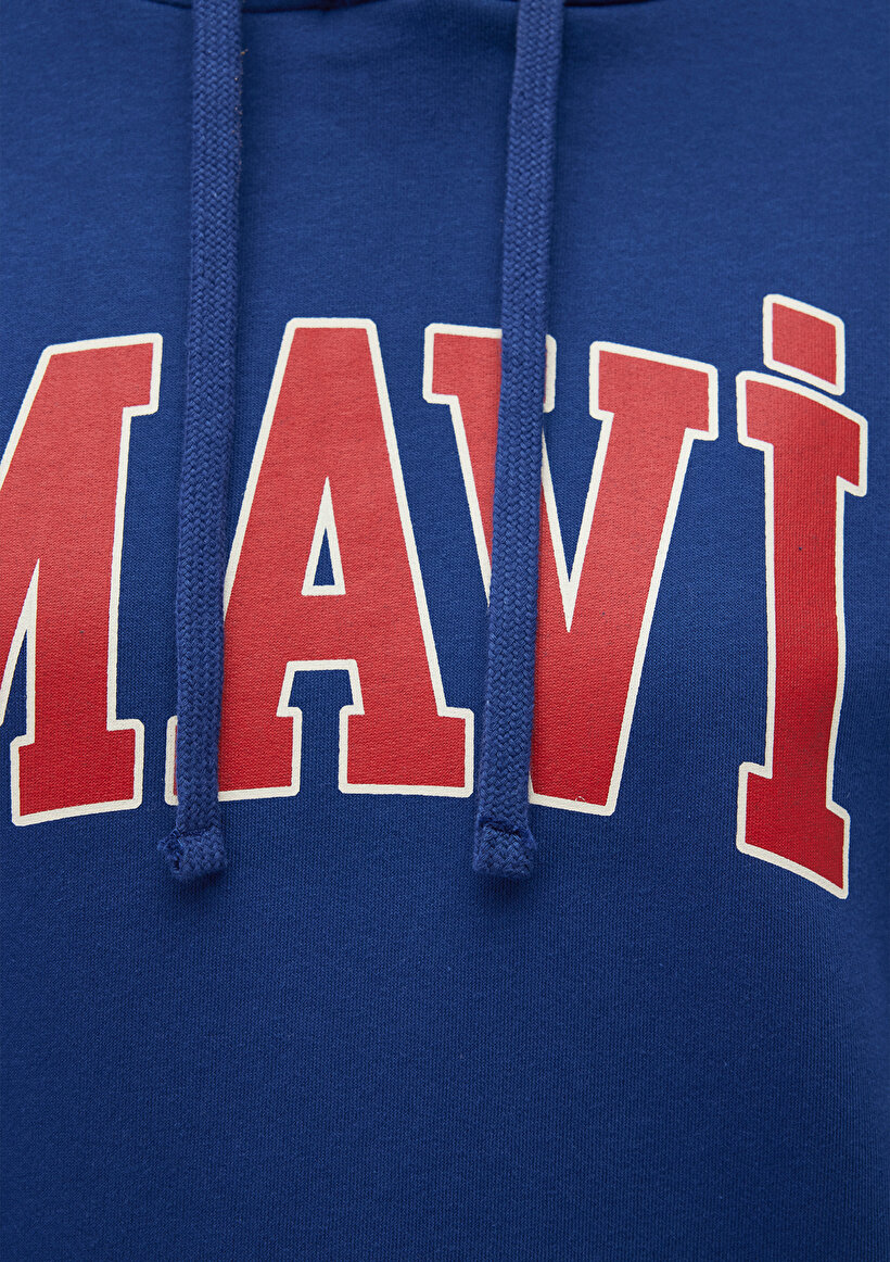 Mavi Logo Baskılı Kapüşonlu Lacivert Sweatshirt_5