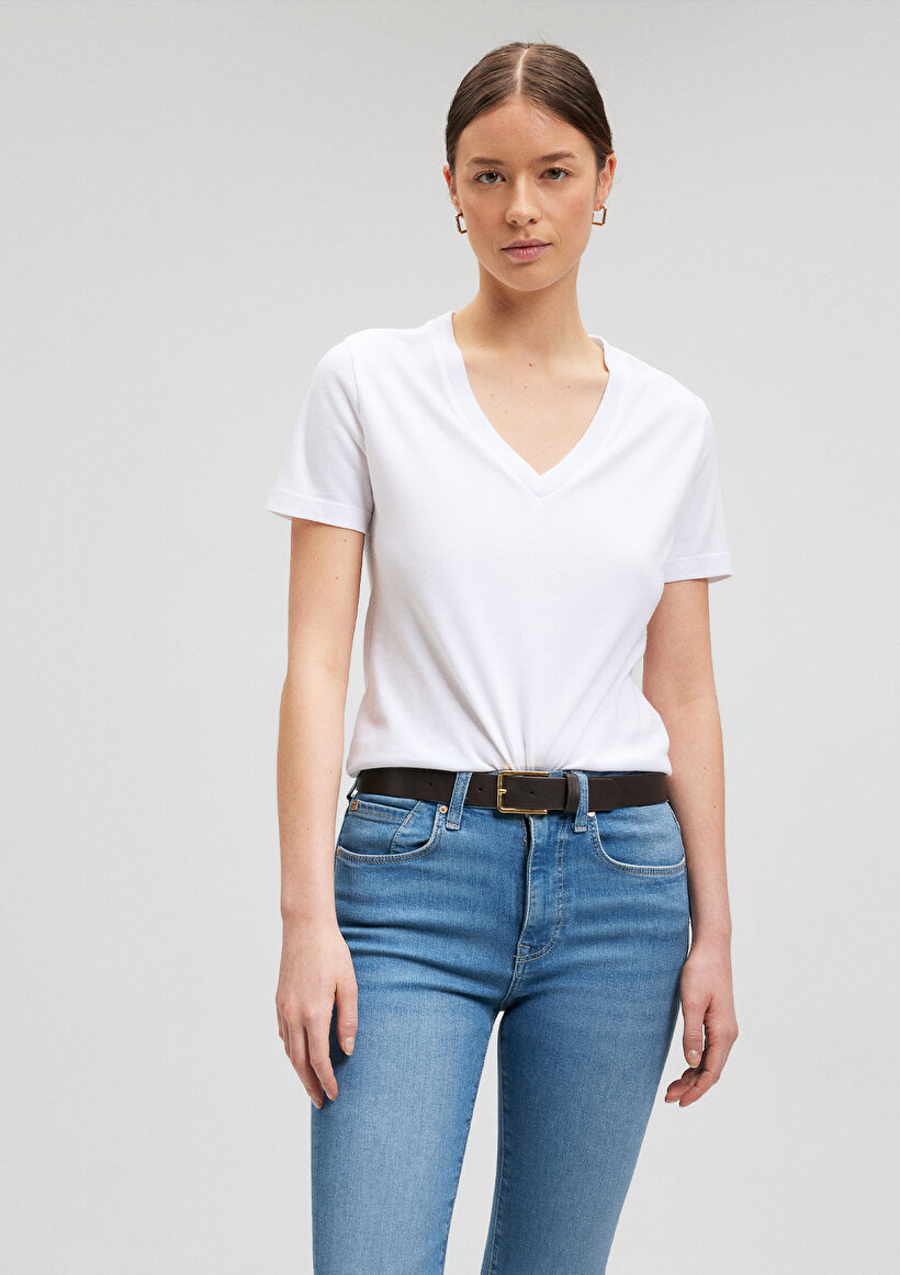 Lux Touch Beyaz Basic Modal Tişört - 0