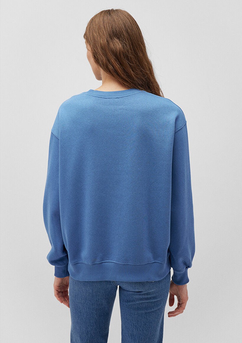 Bisiklet Yaka Mavi Basic Sweatshirt_3