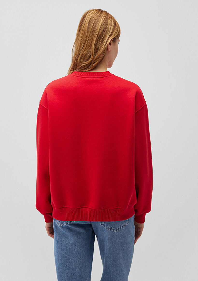 Bisiklet Yaka Kırmızı Basic Sweatshirt_3