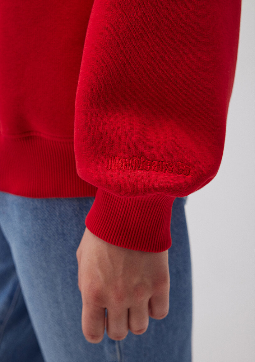 Bisiklet Yaka Kırmızı Basic Sweatshirt_4