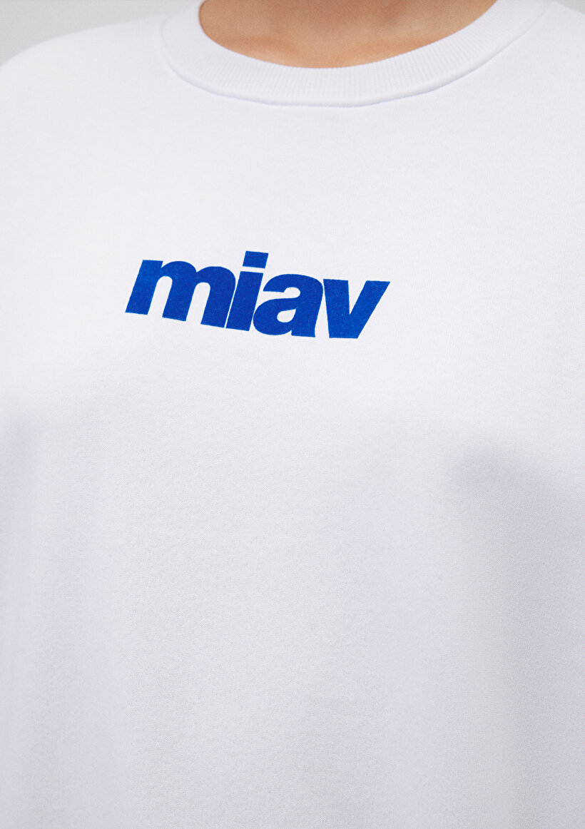 Miav Baskılı Beyaz Sweatshirt_5