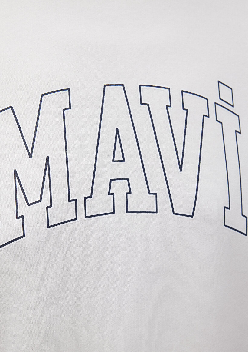 Mavi Logo Baskılı Beyaz Sweatshirt_6