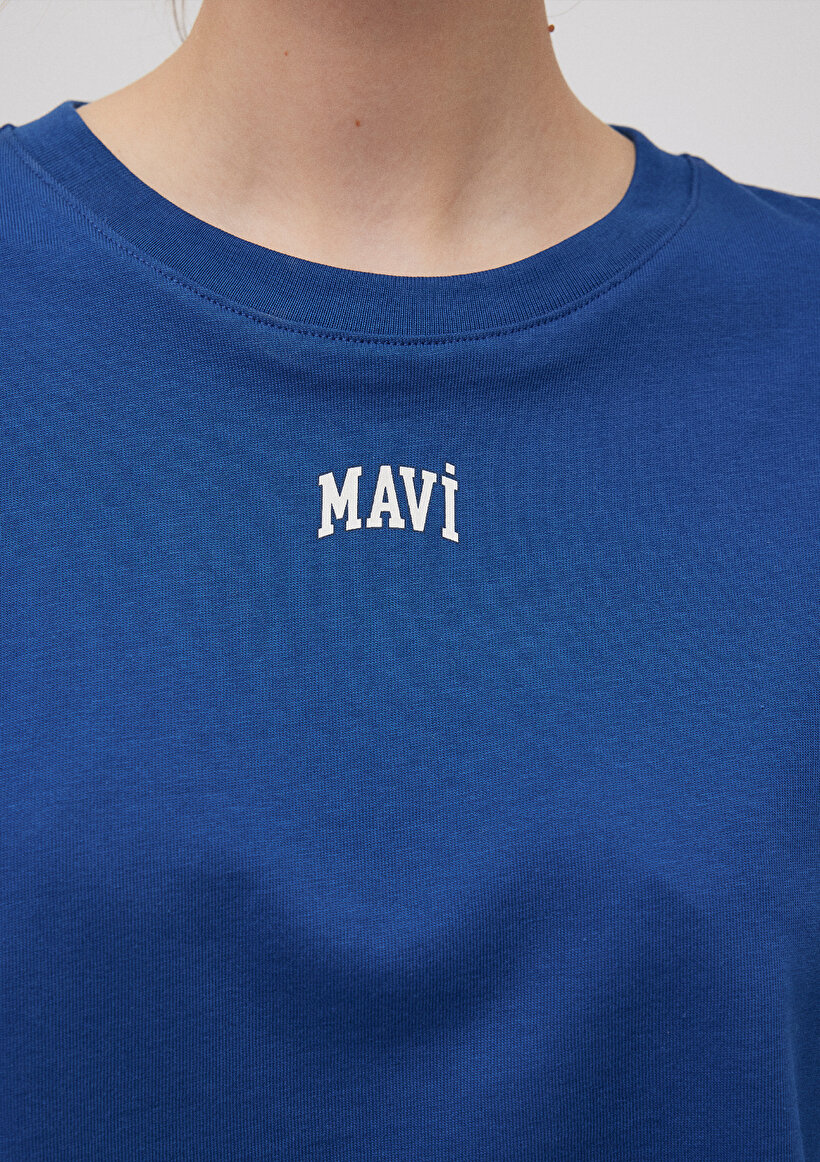 Mavi Logo Baskılı Lacivert  Crop Tişört_5