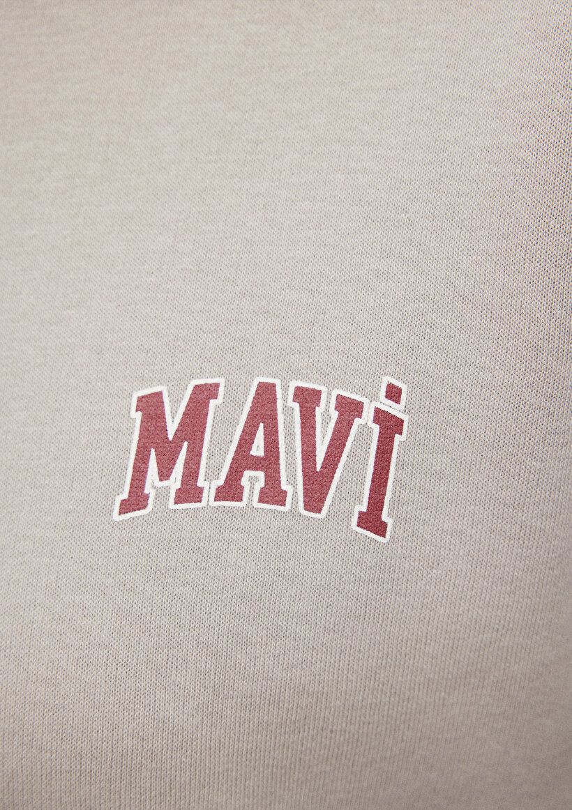 Mavi Logo Baskılı Gri Sweatshirt_5