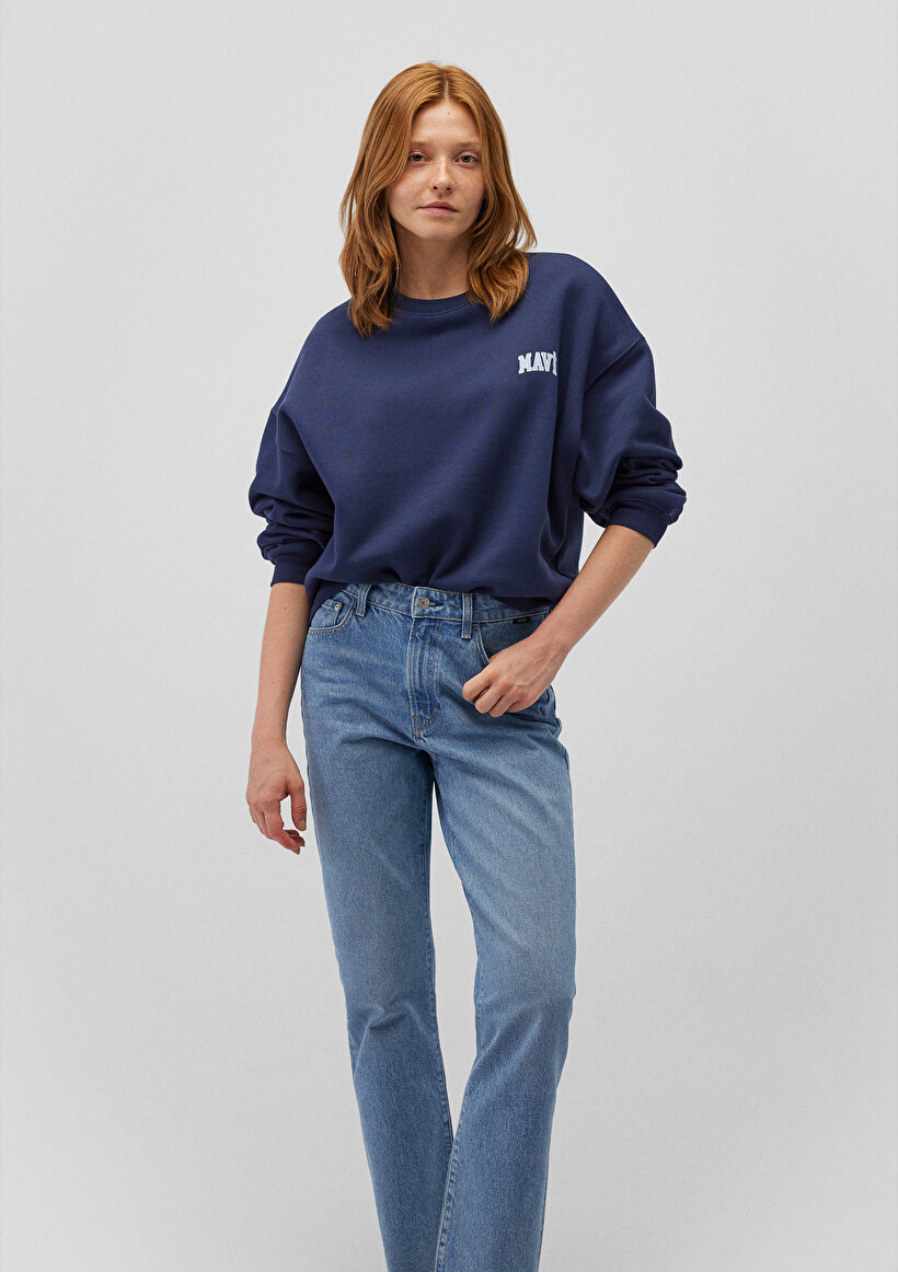 Mavi Logo Baskılı Lacivert Sweatshirt - 0