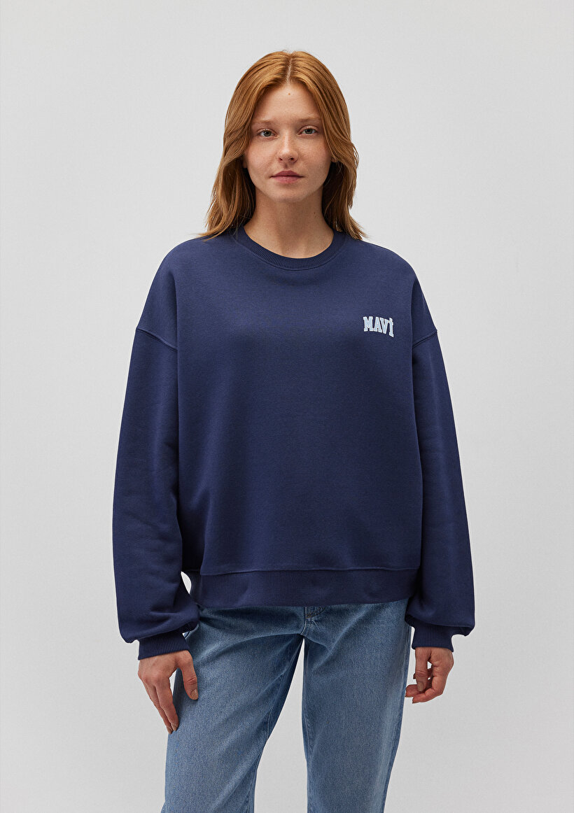 Mavi Logo Baskılı Lacivert Sweatshirt_2