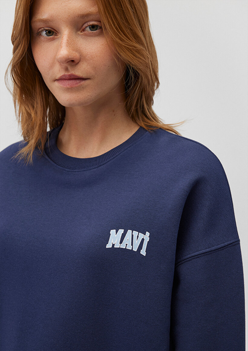 Mavi Logo Baskılı Lacivert Sweatshirt_4