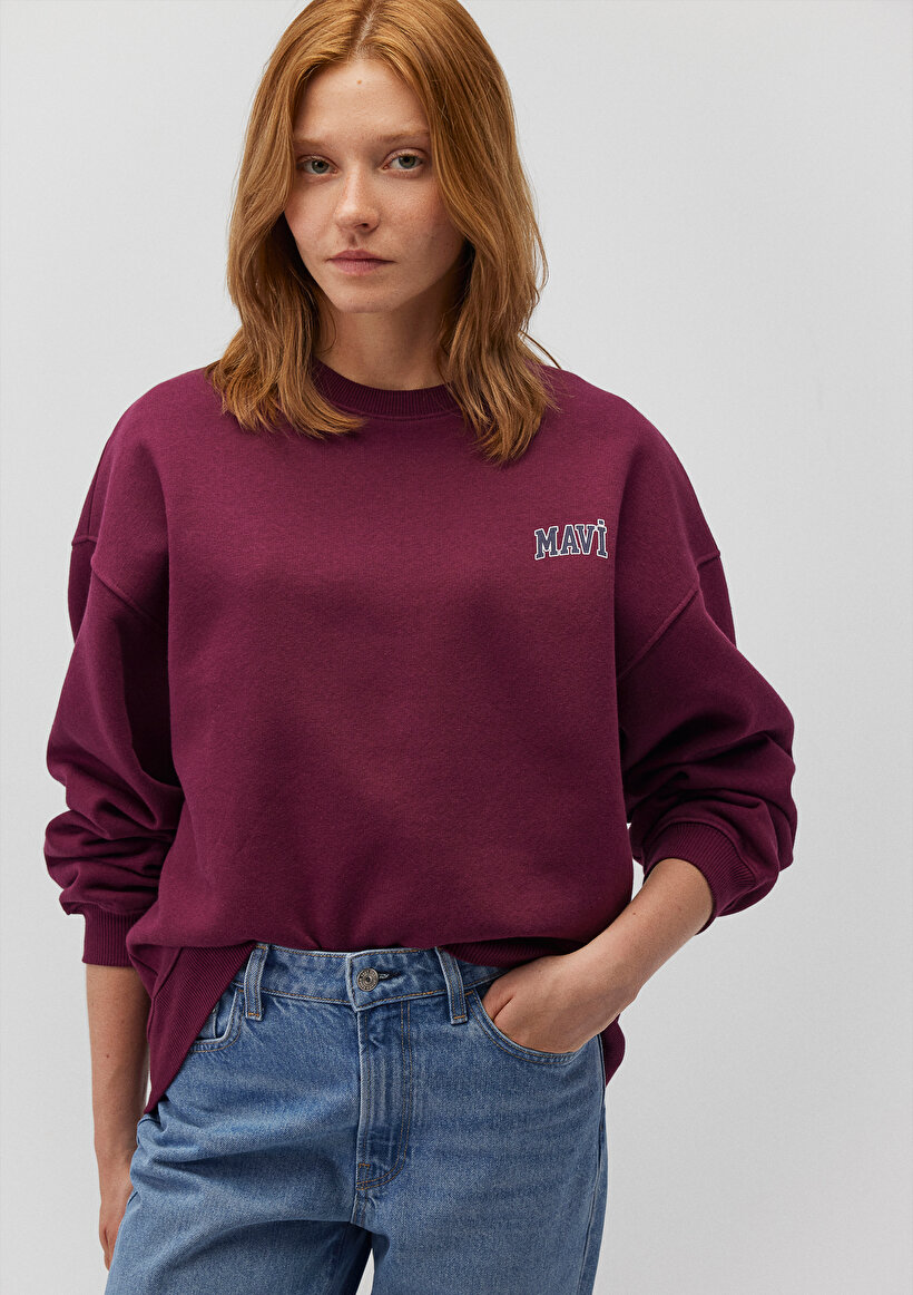 Mavi Logo Baskılı Mor Sweatshirt