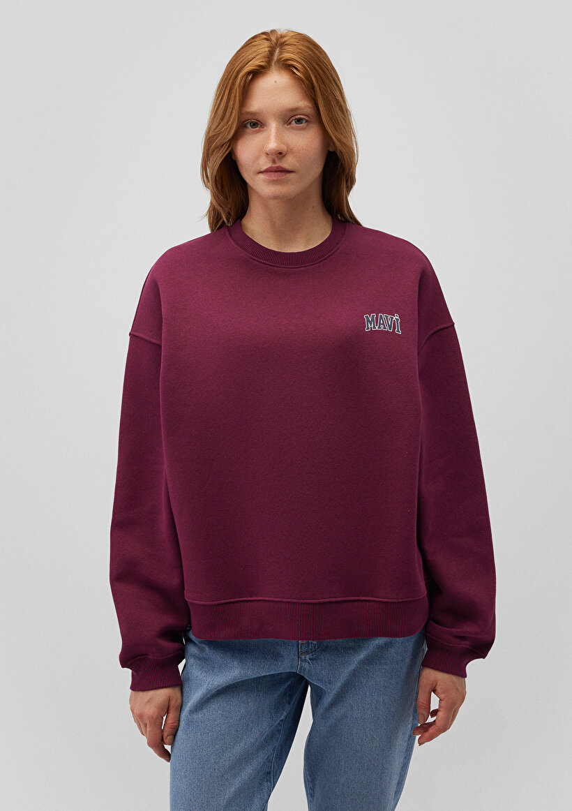 Mavi Logo Baskılı Mor Sweatshirt_2