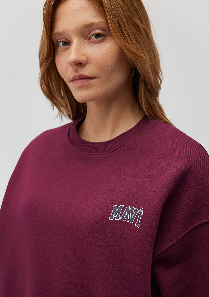 Mavi Logo Baskılı Mor Sweatshirt_4