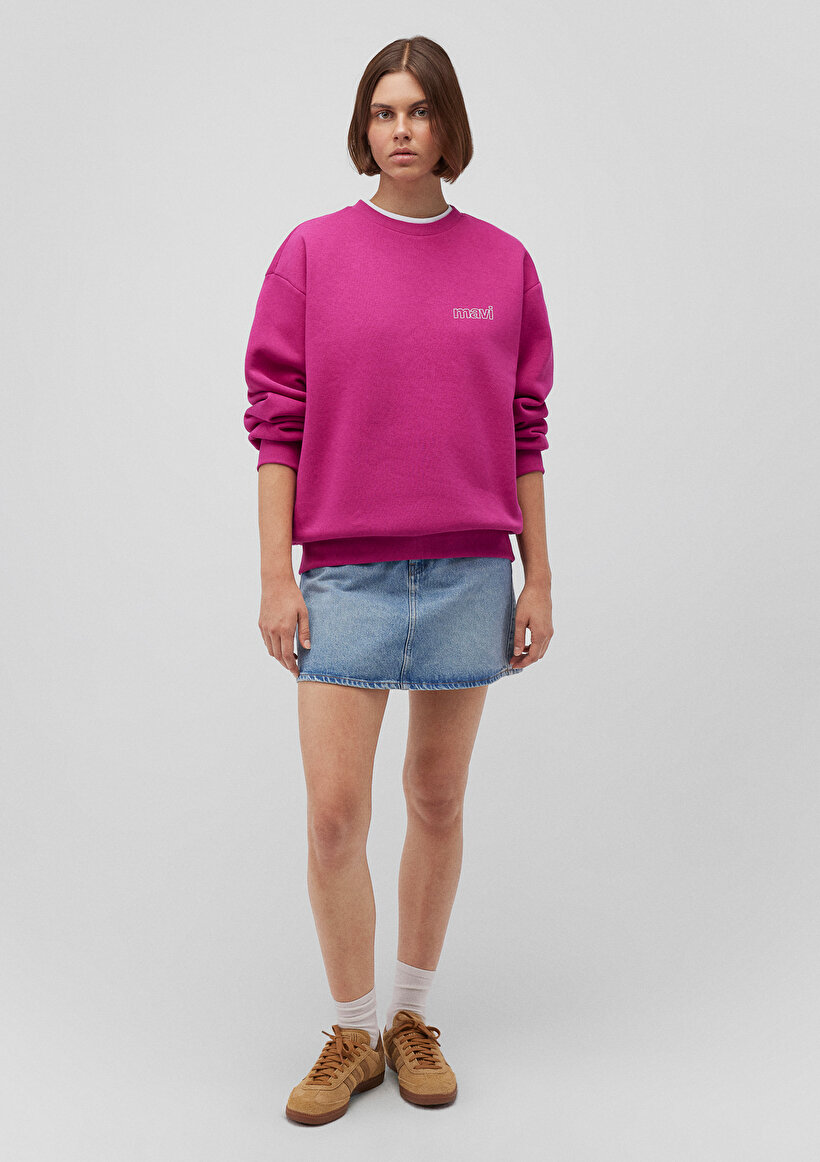 Mavi Logo Baskılı Pembe Sweatshirt - 0