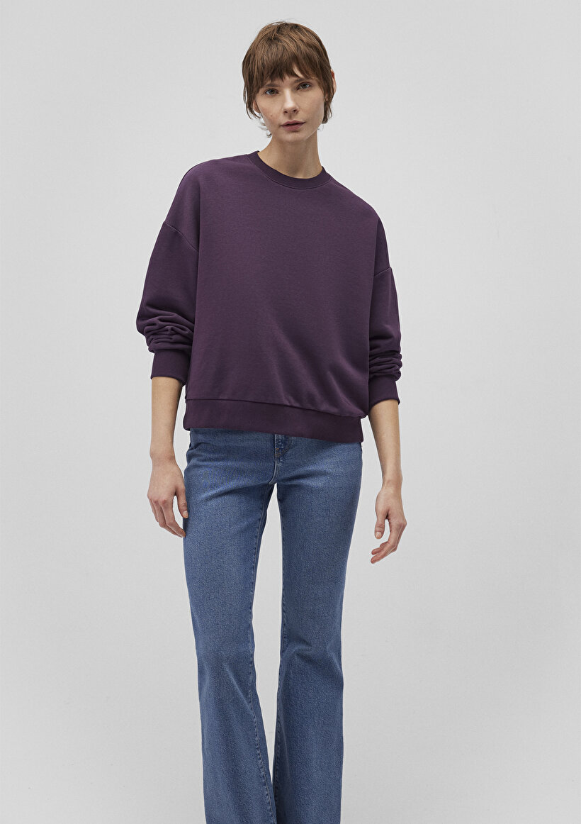 Bisiklet Yaka Mor Basic Sweatshirt_0