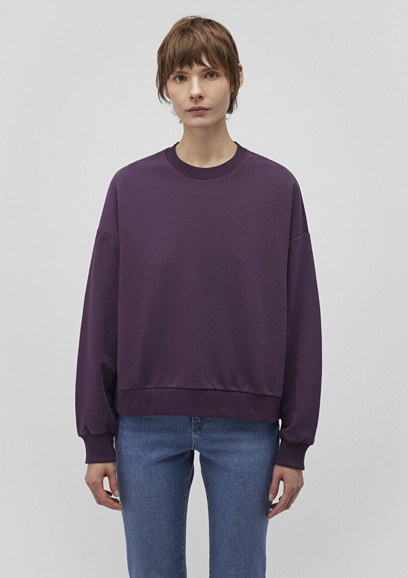 Bisiklet Yaka Mor Basic Sweatshirt_2