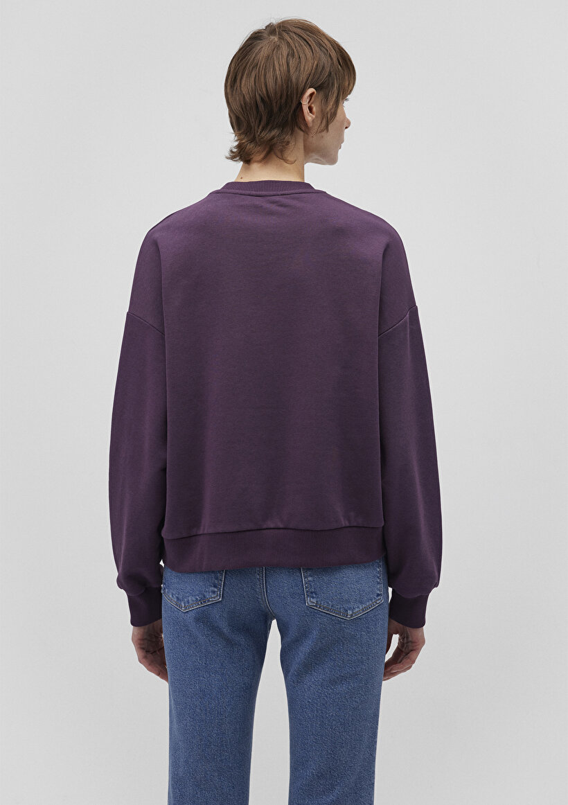 Bisiklet Yaka Mor Basic Sweatshirt_3