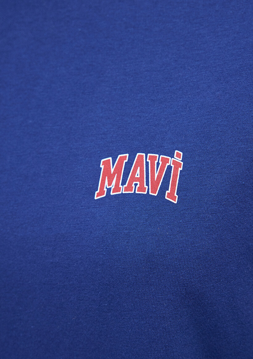 Mavi Logo Baskılı Mavi Tişört_5