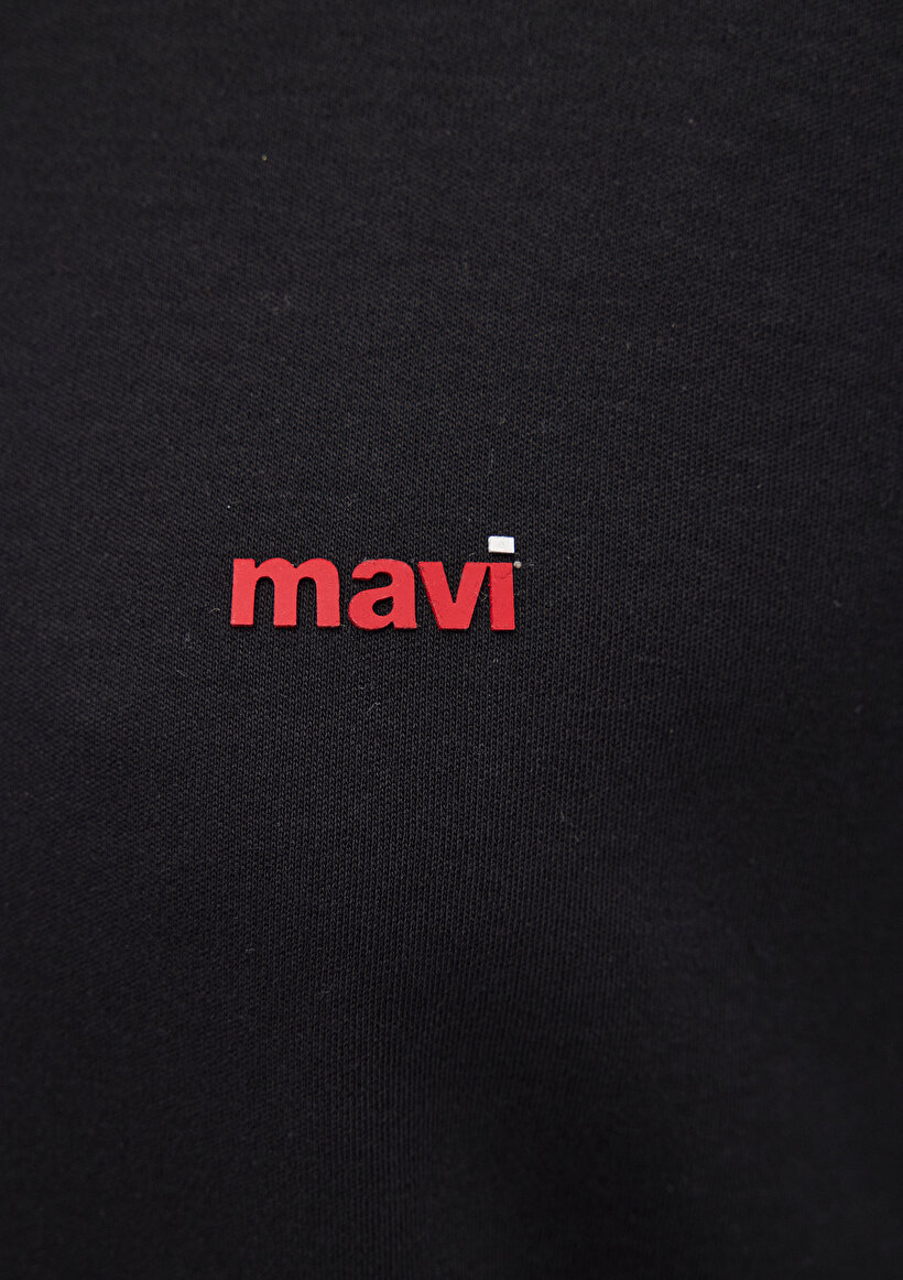 Mavi Logo Baskılı Siyah Tişört_6