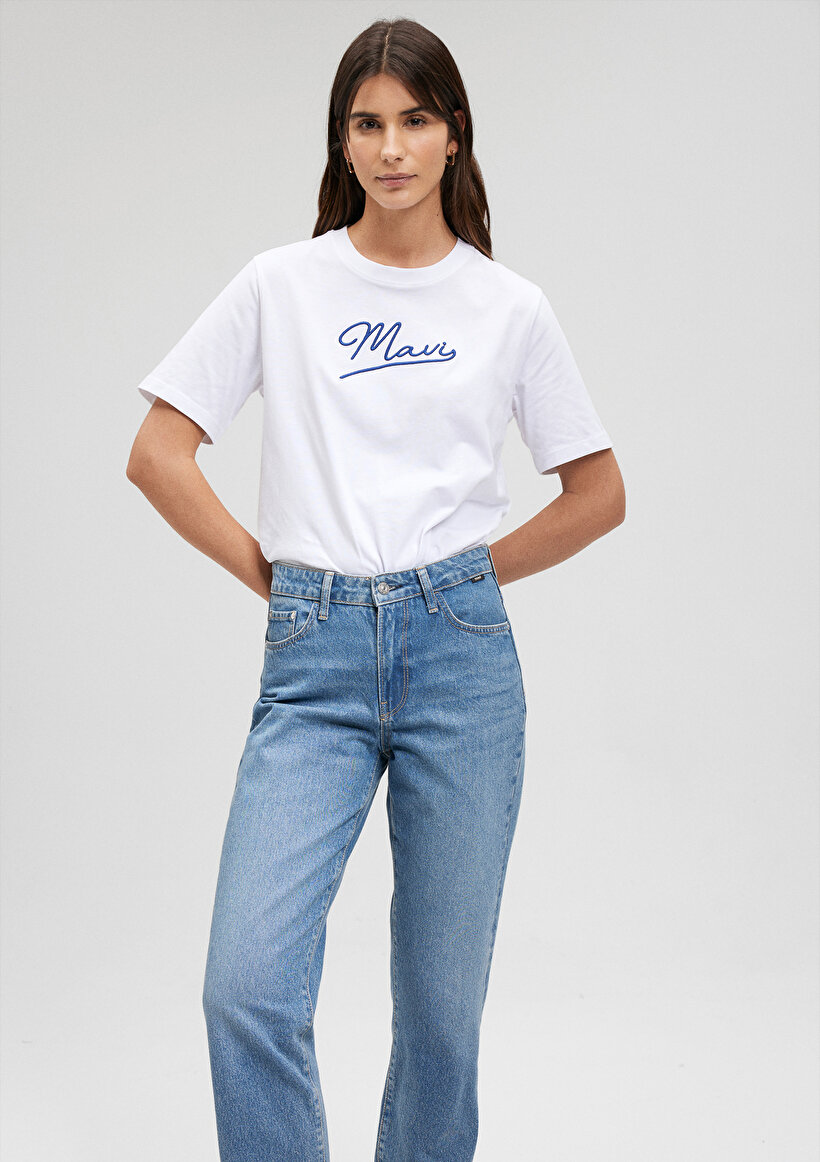Mavi Jeans Baskılı Beyaz Tişört - 0