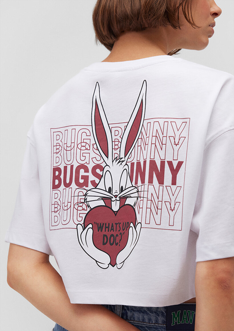 Bugs Bunny Baskılı Beyaz Tişört