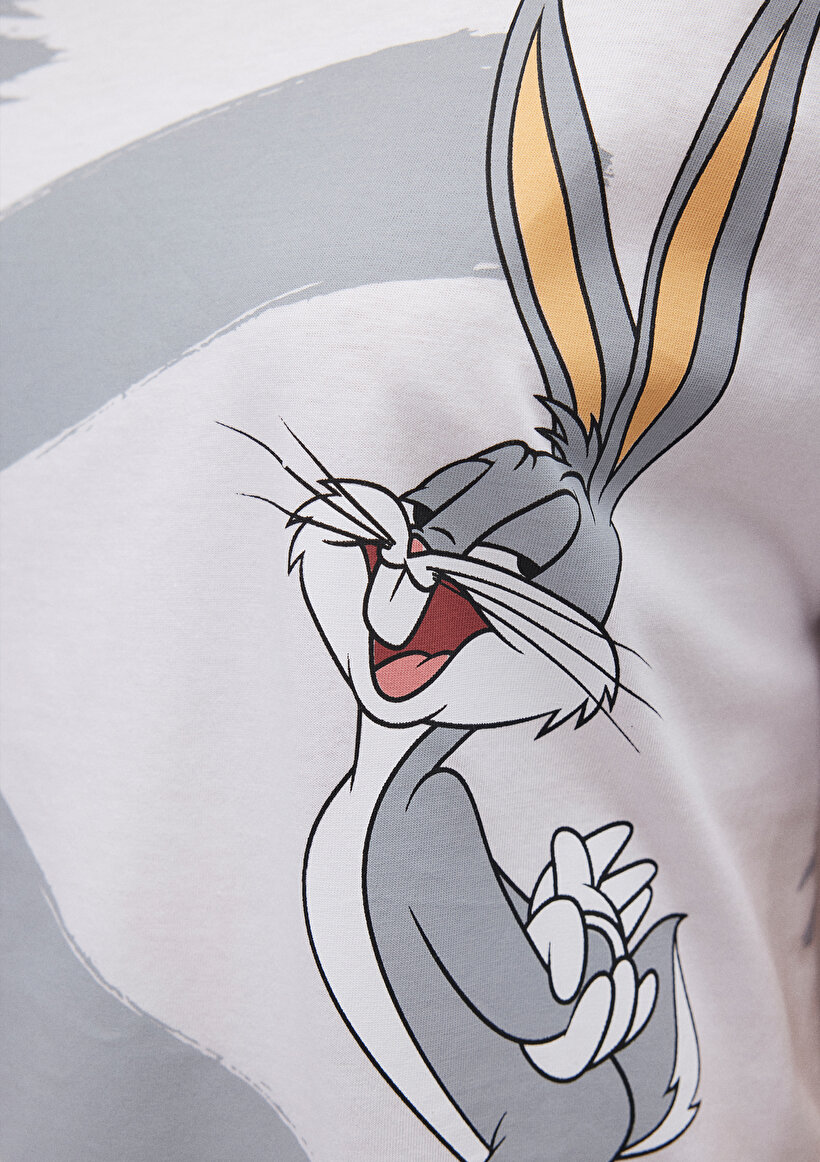 Bugs Bunny Baskılı Beyaz Tişört_5