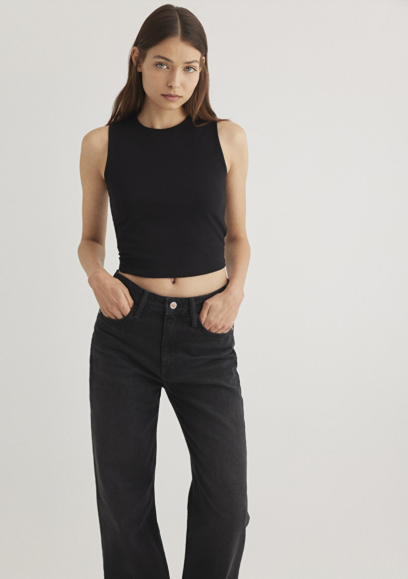 Siyah Halter Yaka Top - 0
