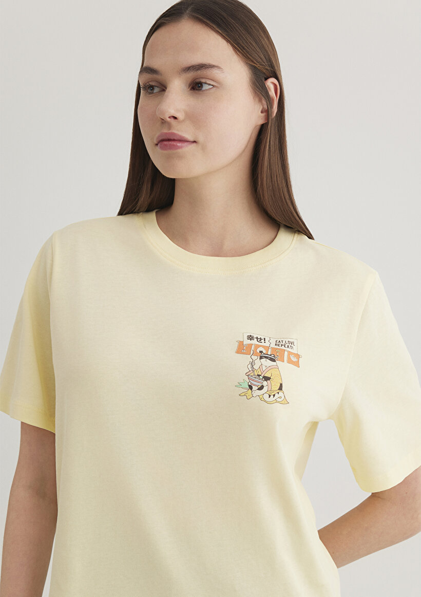 Eat Love Repeat Baskılı Sarı Tişört - 0