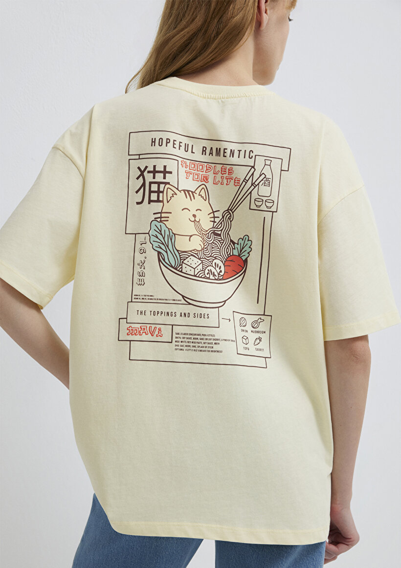 Ramen Baskılı Sarı Tişört - 0