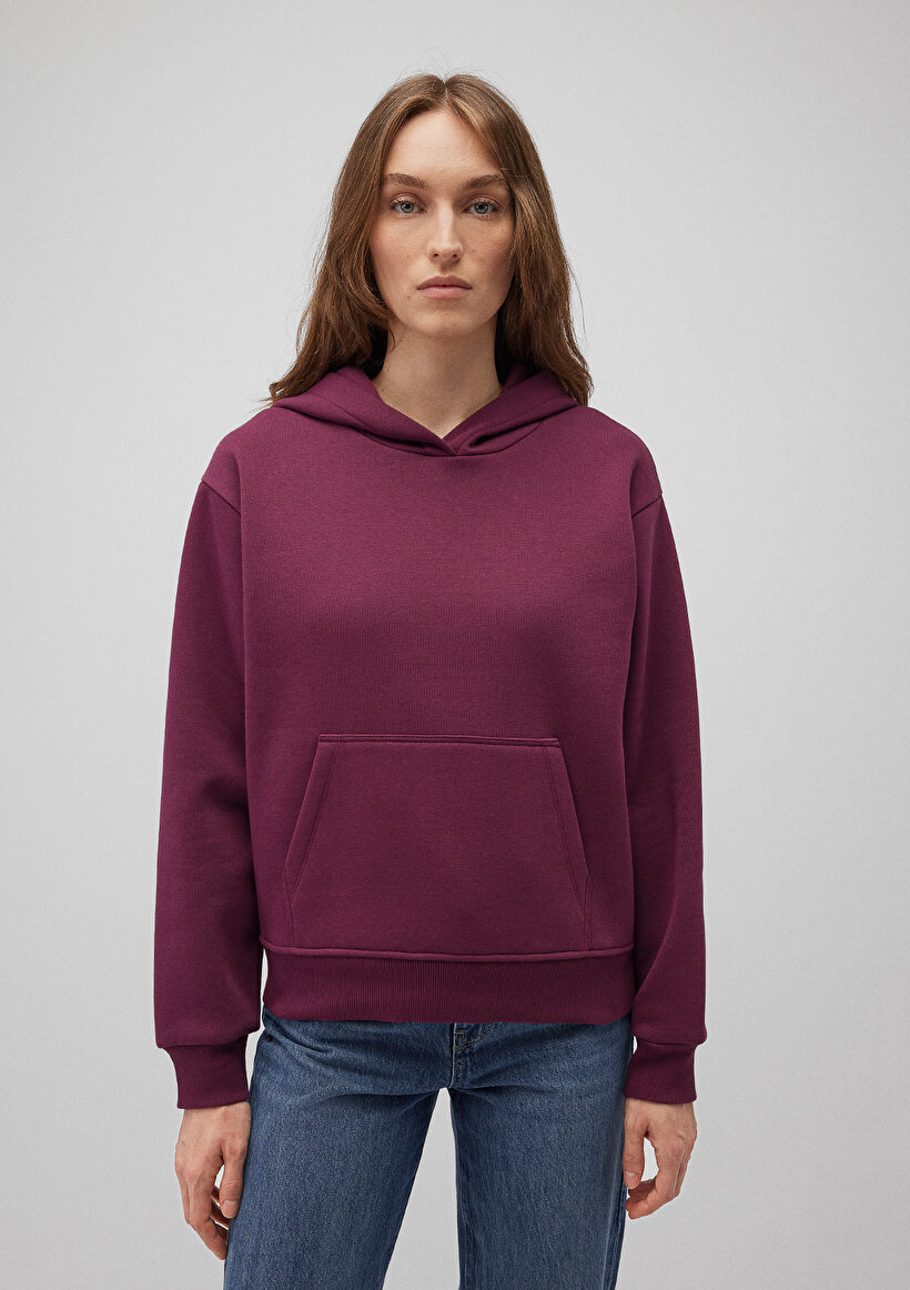 Kapüşonlu Mor Basic Sweatshirt_2