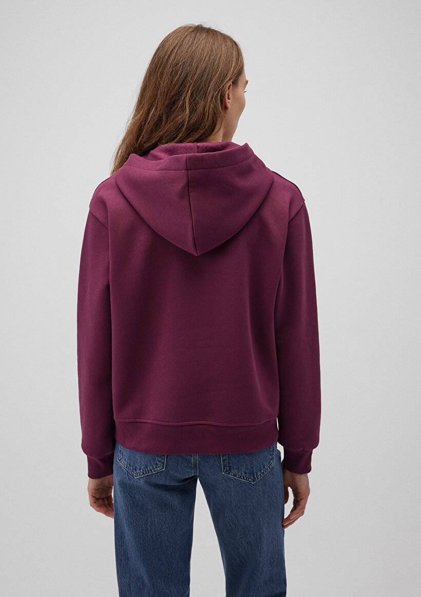 Kapüşonlu Mor Basic Sweatshirt_3