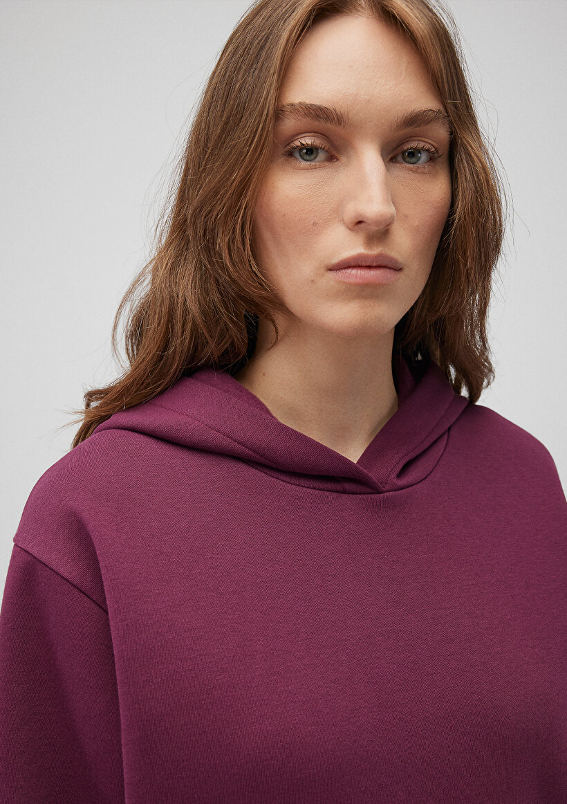 Kapüşonlu Mor Basic Sweatshirt_4