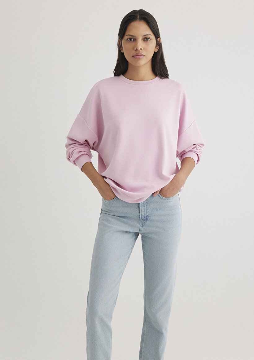Lux Touch TENCEL TM Bisiklet Yaka Pembe Modal Sweatshirt - 0
