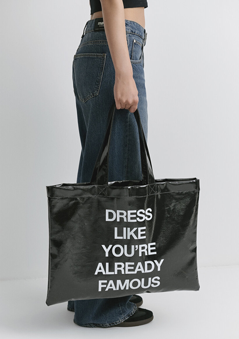 Dress Like Baskılı Siyah Shopper Çanta - 0