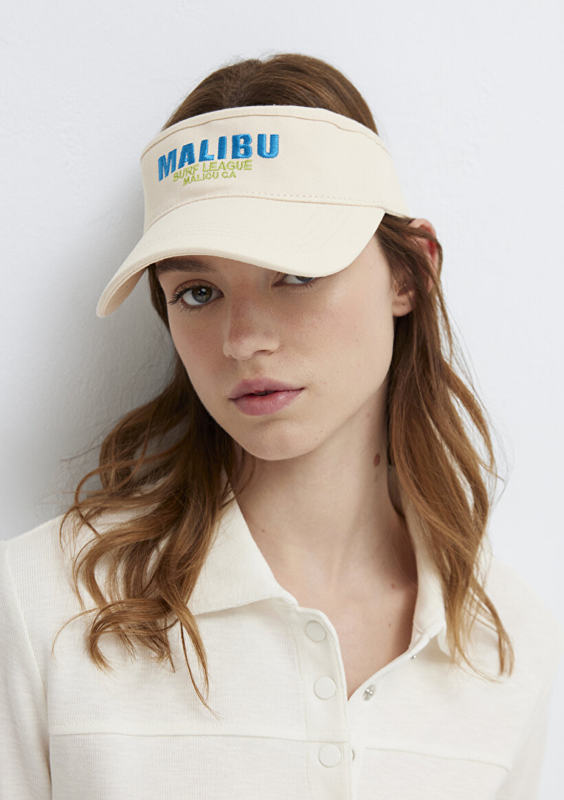 Malibu Baskılı Ekru Vizör Şapka - 0