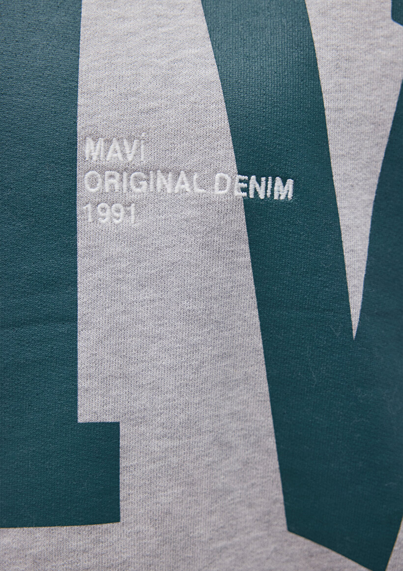 MV Logo Baskılı Gri Sweatshirt_5