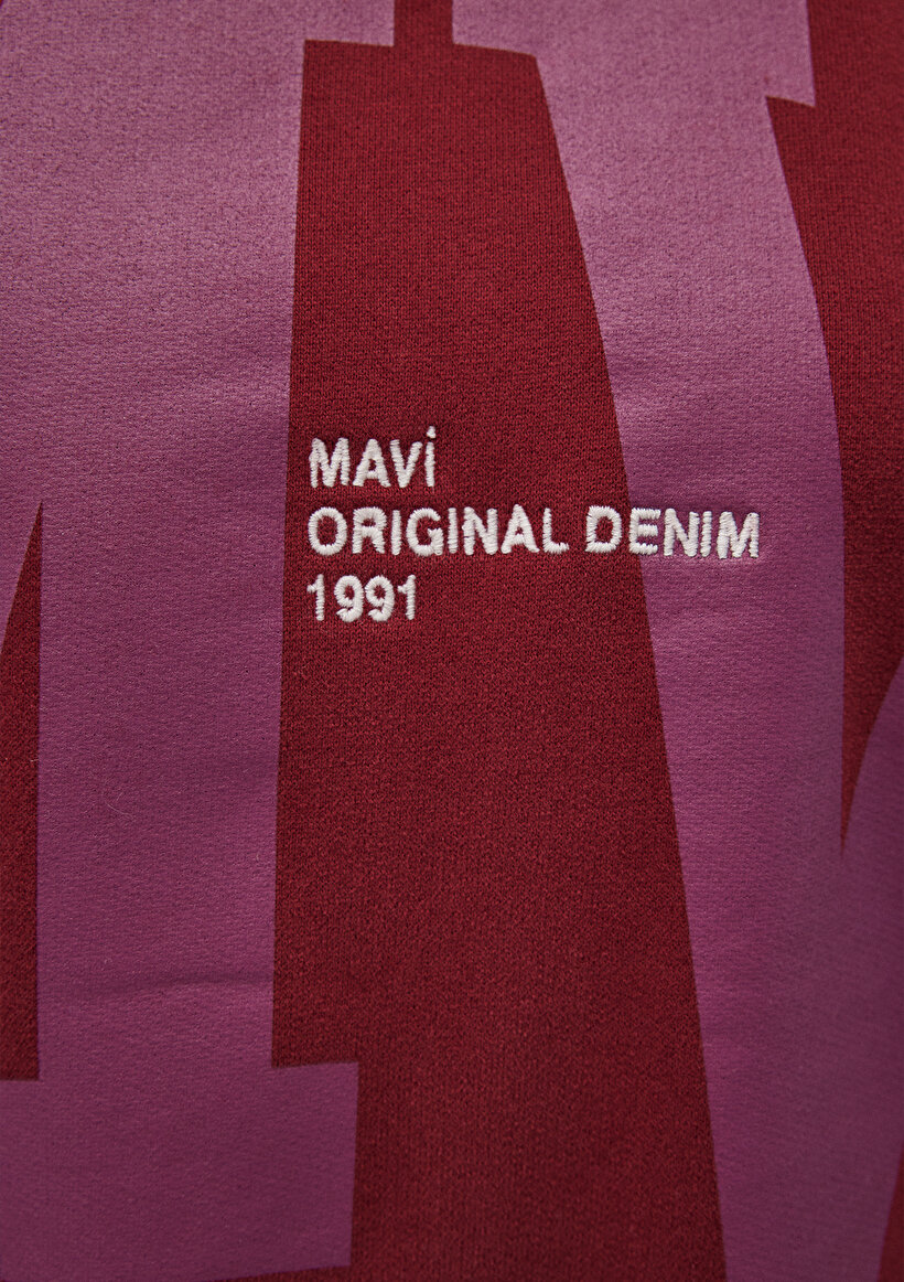 MV Logo Baskılı Bordo Sweatshirt_5