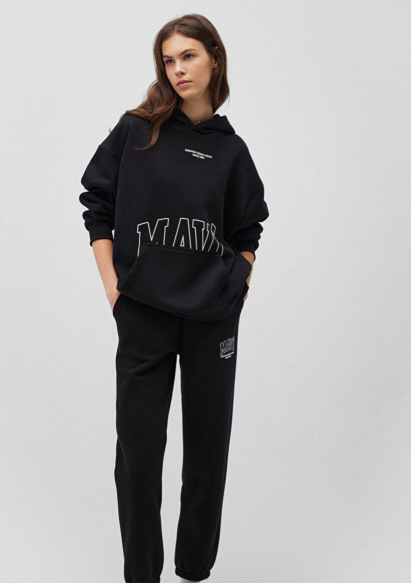 Mavi Logo Baskılı Siyah Sweatshirt_1