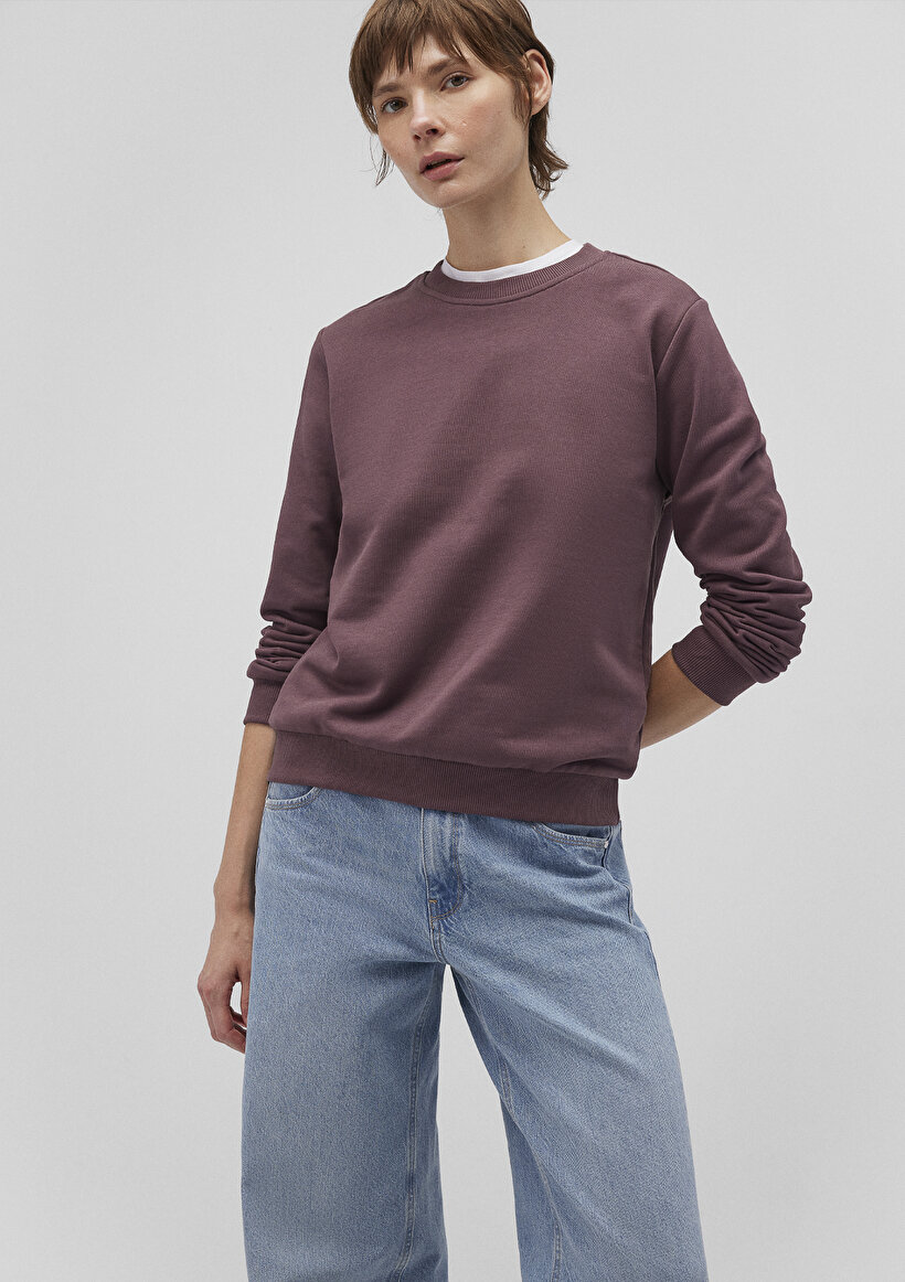 Bisiklet Yaka Kahverengi Sweatshirt