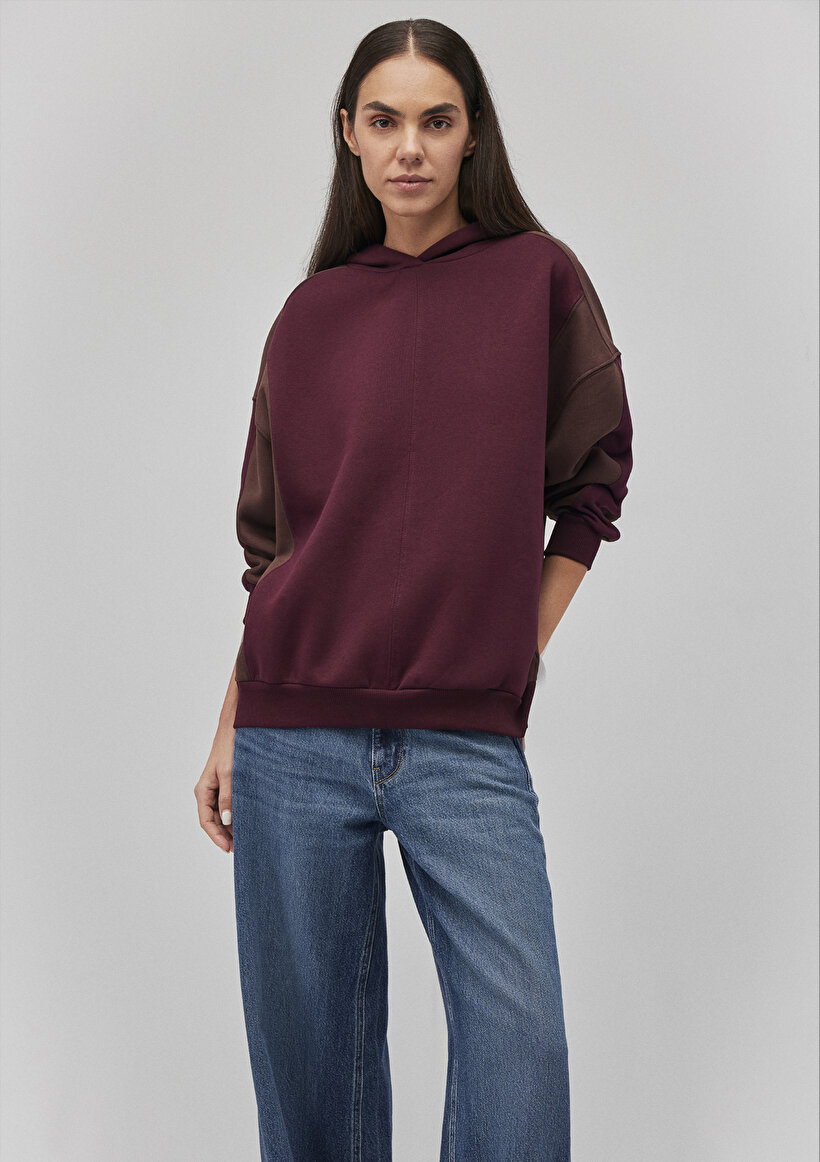 Bisiklet Yaka Bordo Sweatshirt - 0