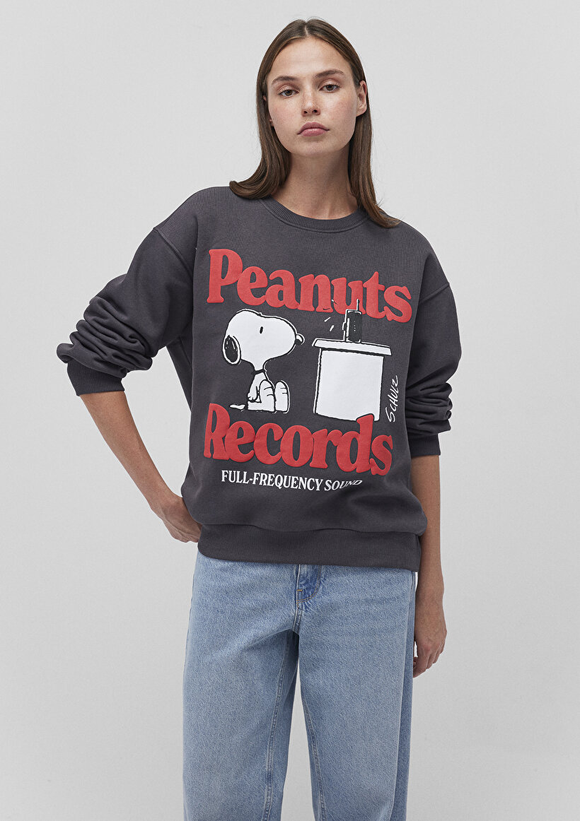 Snoopy Baskılı Antrasit Sweatshirt