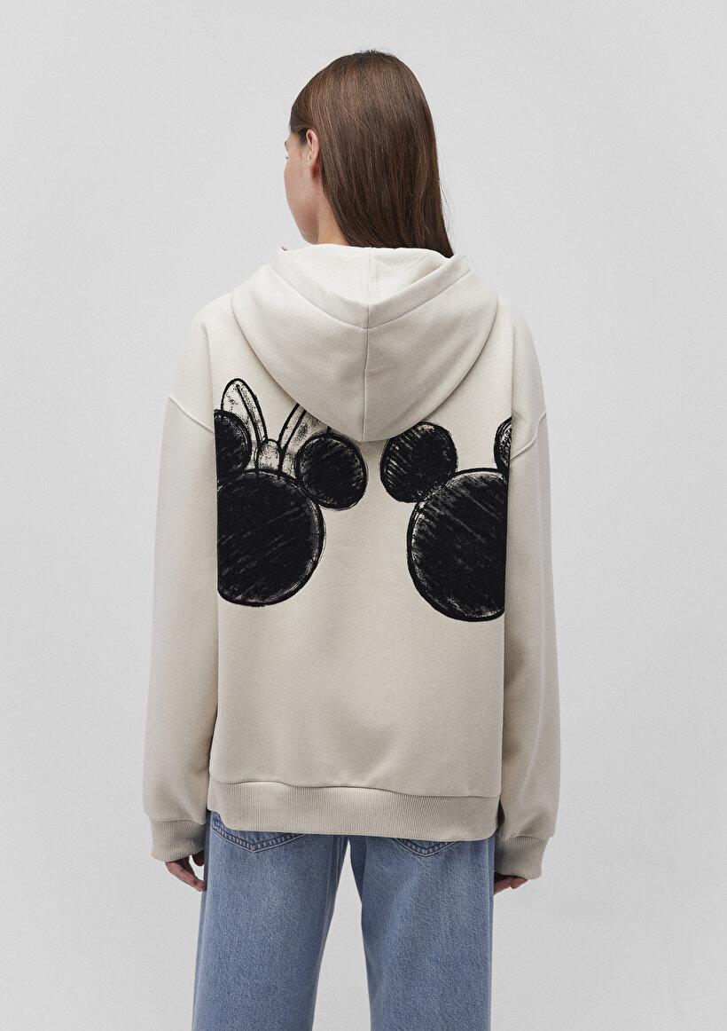 Mickey ve Minnie Mouse Baskılı Bej Sweatshirt_3