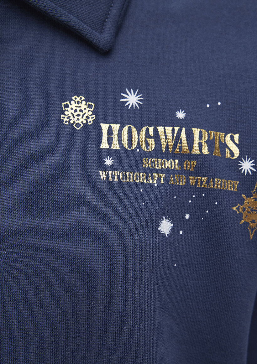 Hogwarts Baskılı Lacivert Sweatshirt_5